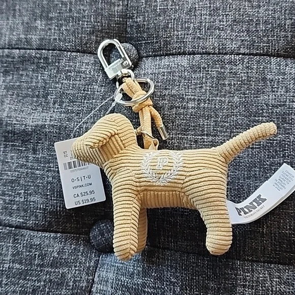 PINK Plush Dog Keychain - Beige - Picture 2 of 2
